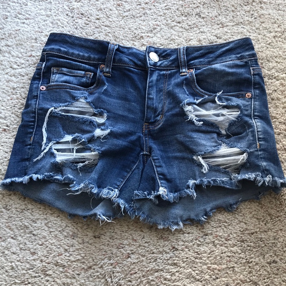 Distressed Raw Him American Eagle Midi Shorts